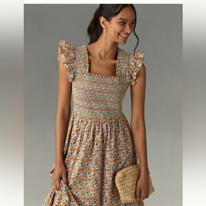 Floral square neck midi dress